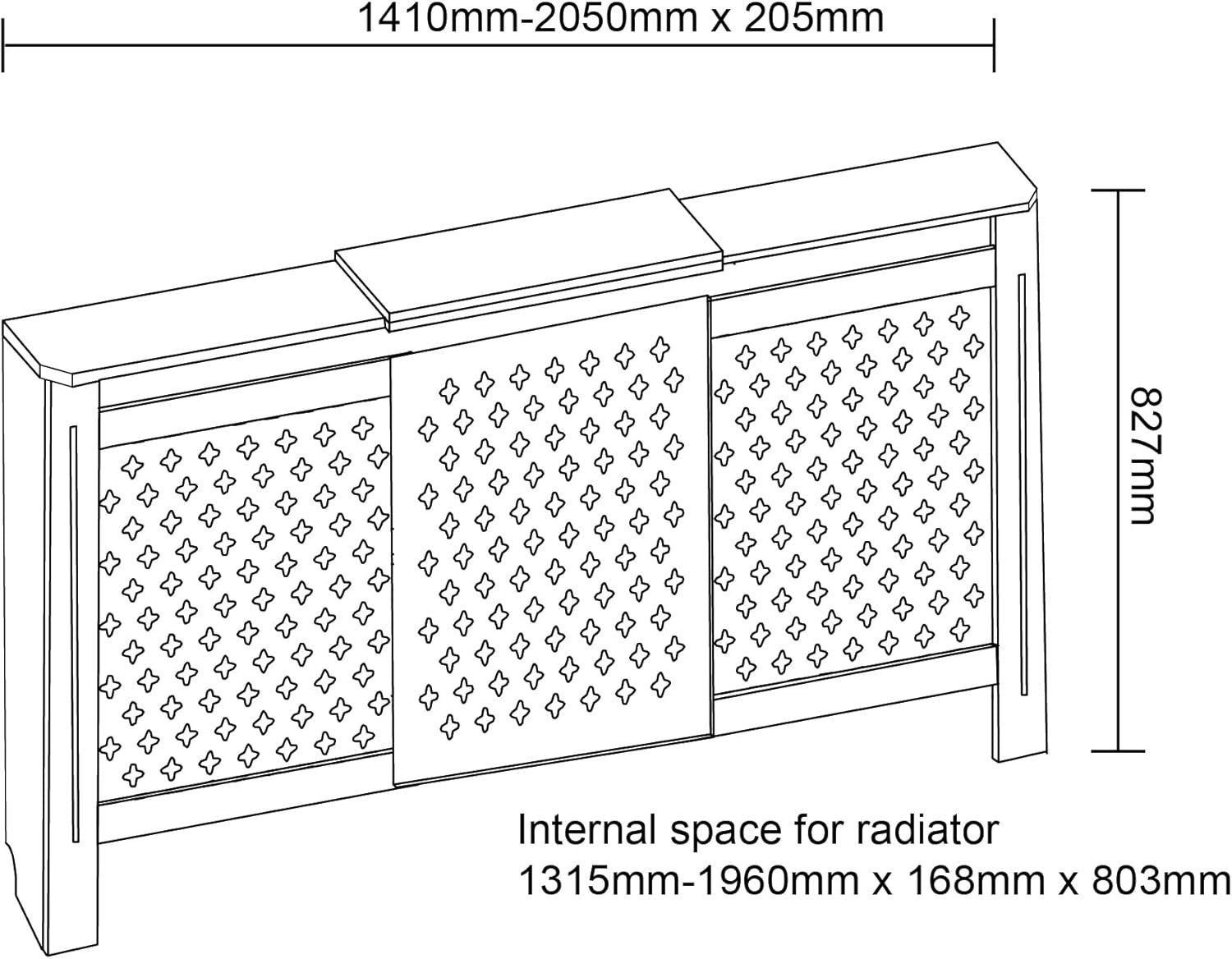 White Radiator Cover Cabinet MDF Cross Slat Adjustable Modern Shelf