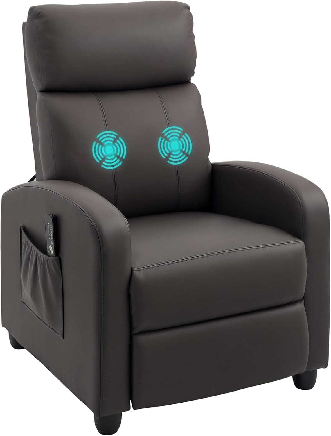 Massage Recliner Chair Faux Leather Push Back Armchair w/ Footrest Brown