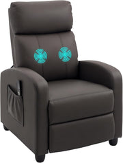 Massage Recliner Chair Faux Leather Push Back Armchair w/ Footrest Brown