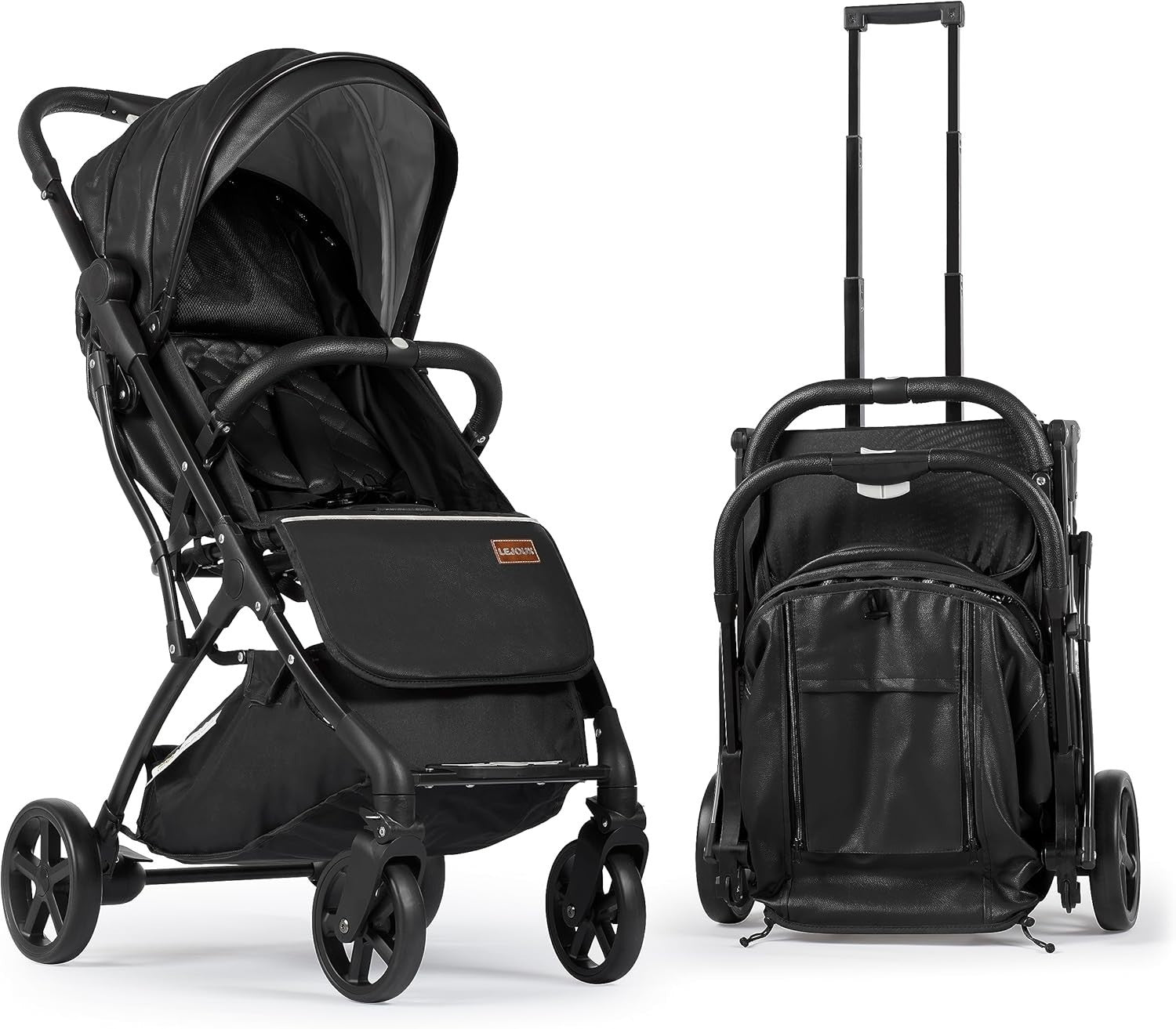 Compact Baby Pushchair One-Hand Fold Reclining Travel Buggy 0-15kg Black