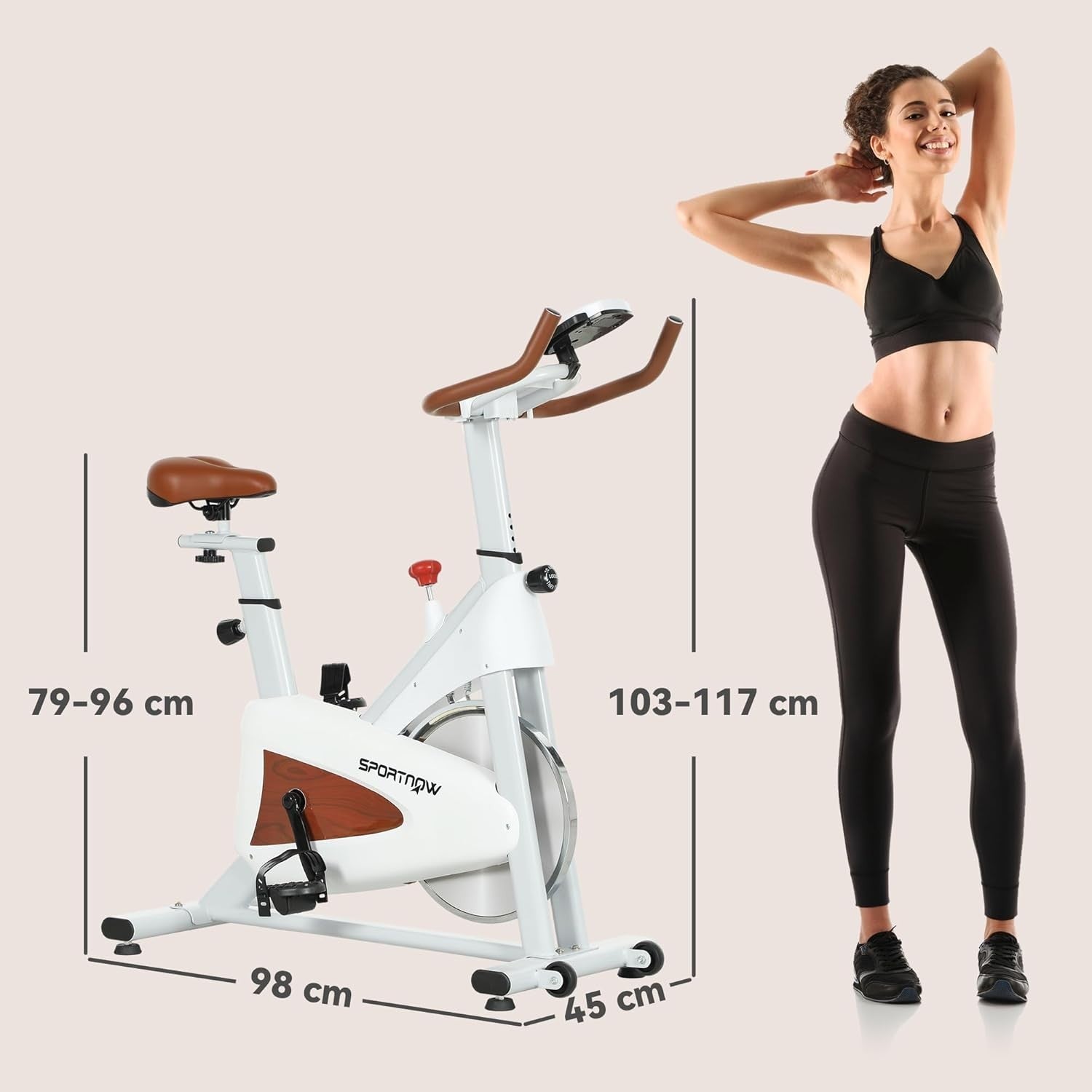 Quiet Magnetic Indoor Exercise Bike Belt Drive LCD Adjustable Seat White