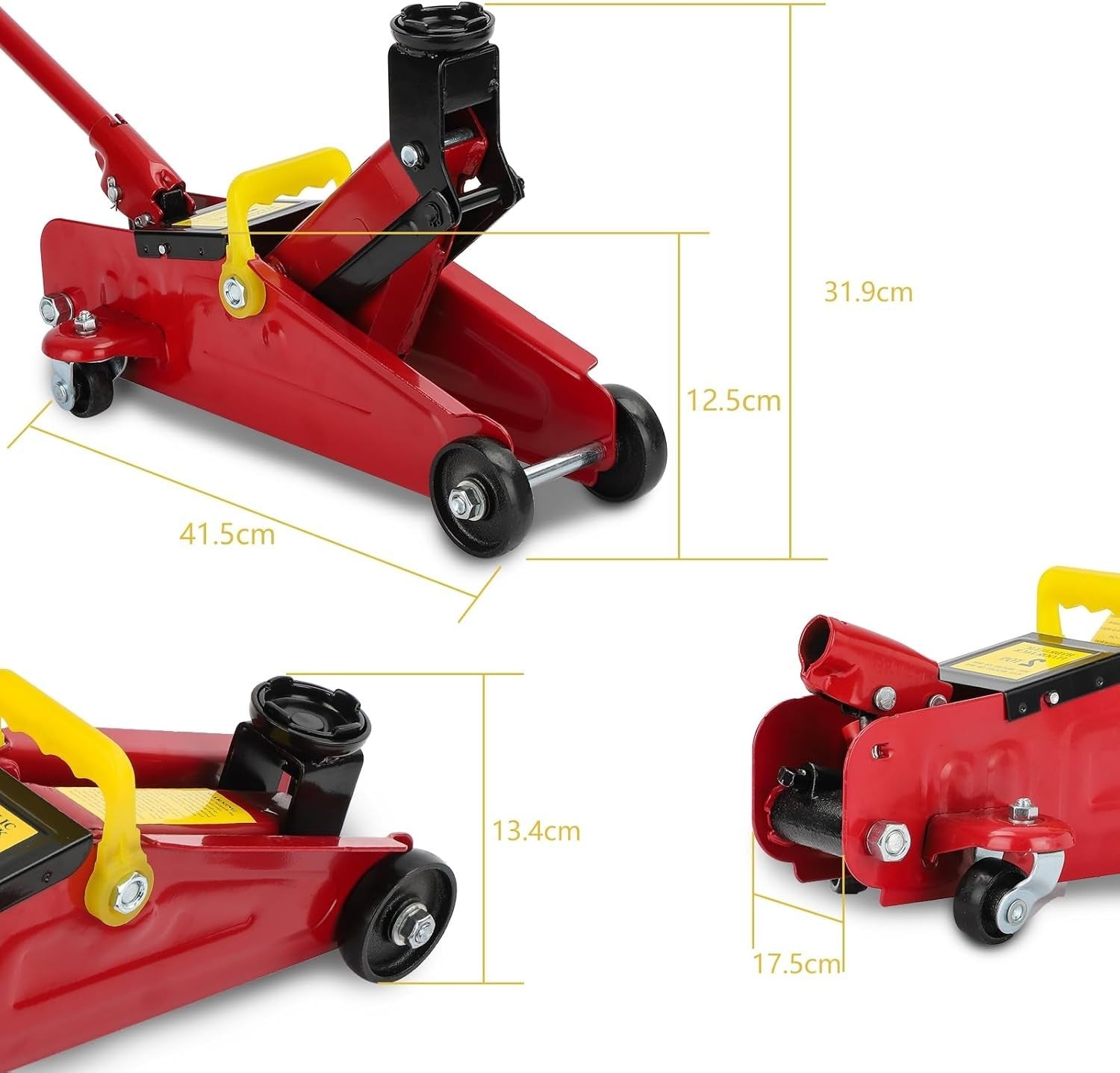 2 Ton Hydraulic Trolley Jack 135–320mm Low Profile Car Lift w/ Case Red