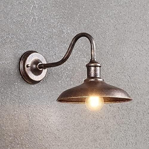 Outdoor Swan Neck Wall Light – Brass Waterproof Lantern, E27 Bulb