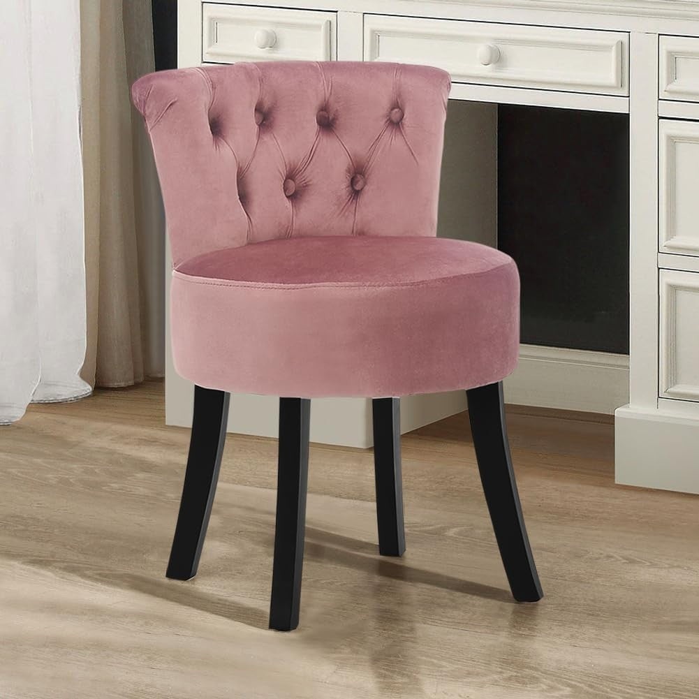 Grey High-Back Vanity Chair with Linen Fabric & Solid Wood Legs – 40×40×69cm