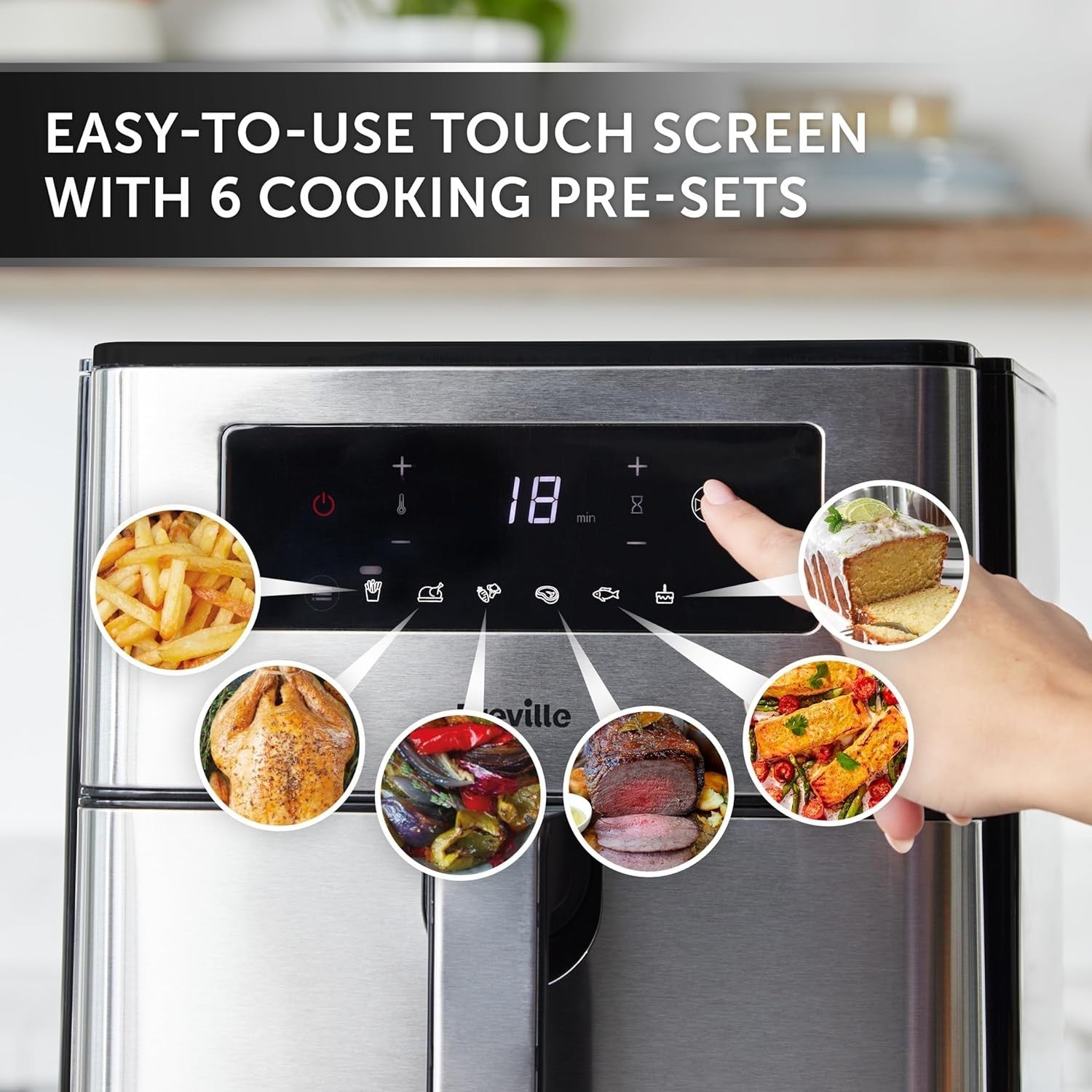 9L Digital Air Fryer Oven XL Capacity 1700W Fast Cooking Fry Bake Roast Grill
