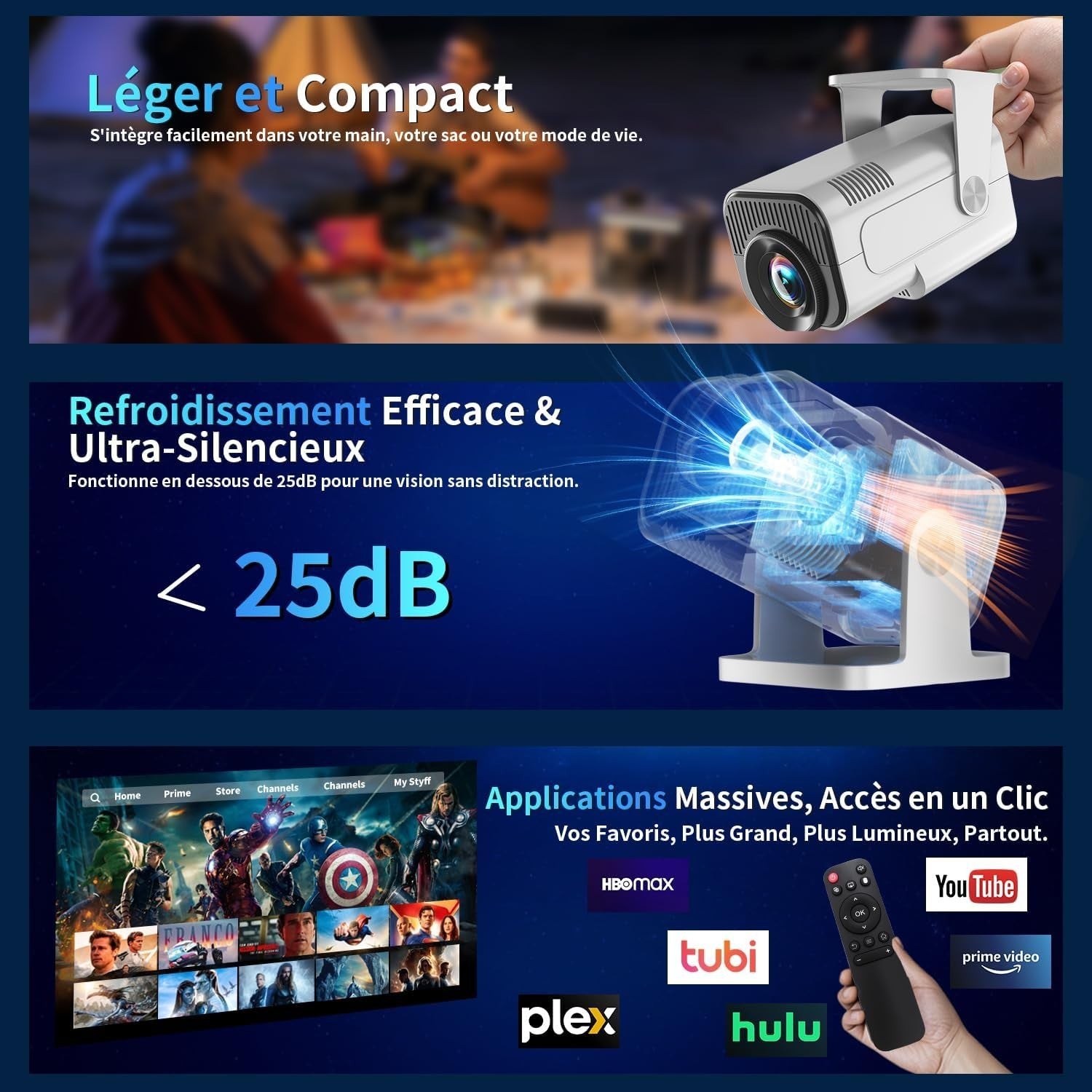 4K Smart Mini Projector 1080P WiFi 6 Bluetooth Auto Keystone