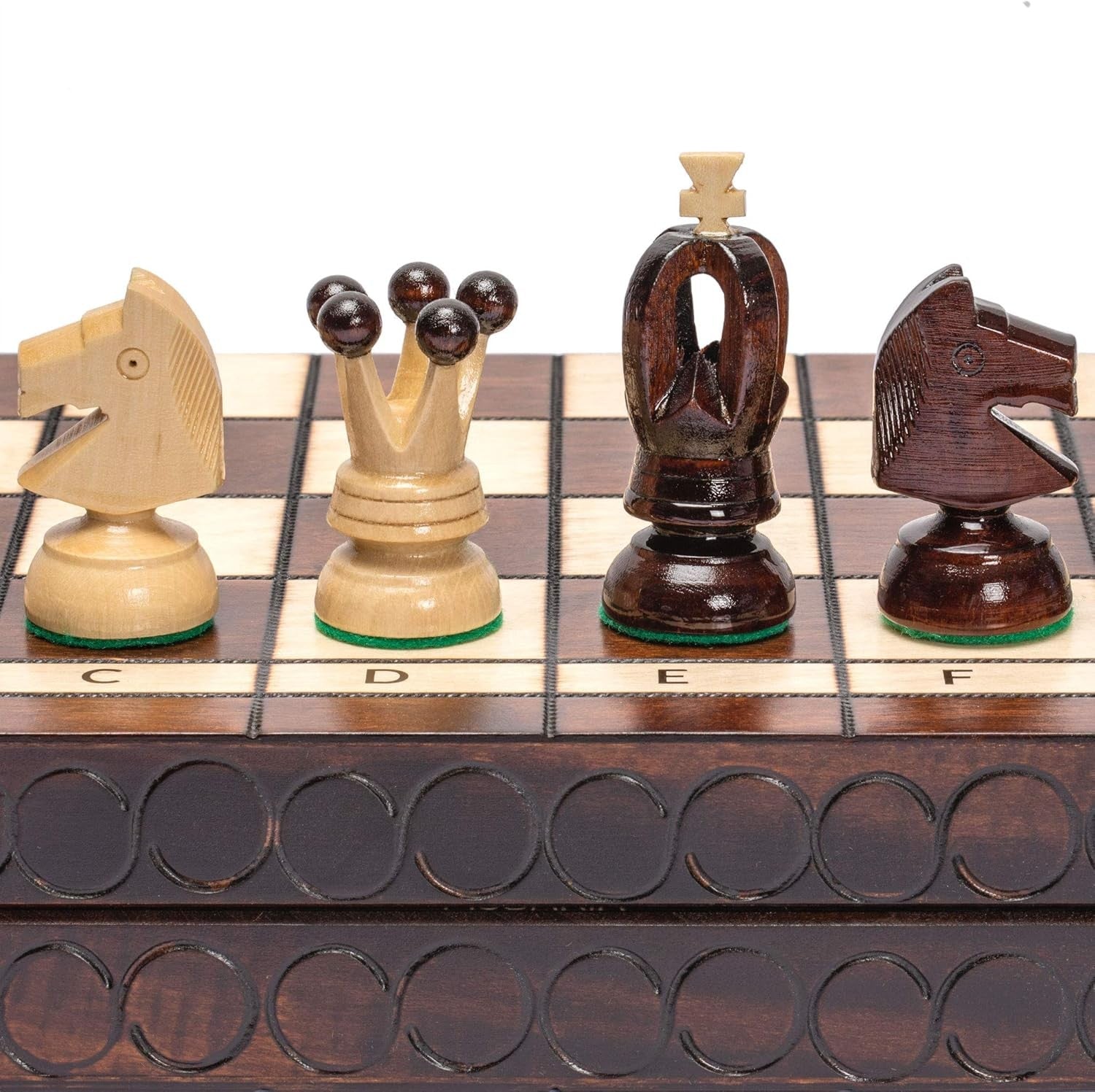 Luxury 45cm Wooden Folding Chess Set – Felt Bottom Pieces & Large Board