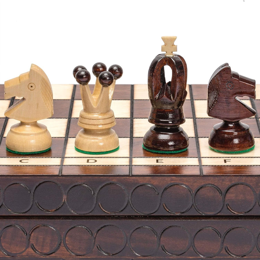 Luxury 45cm Wooden Folding Chess Set – Felt Bottom Pieces & Large Board