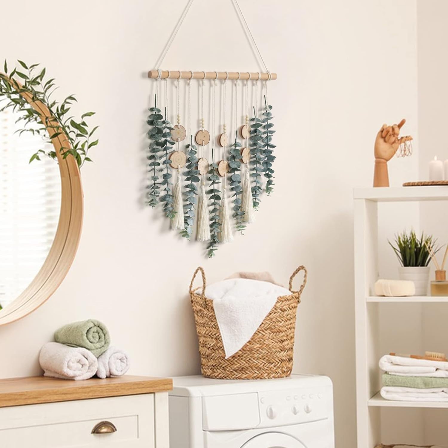 Artificial Eucalyptus Wall Hanging Boho Green-3 Home Decor