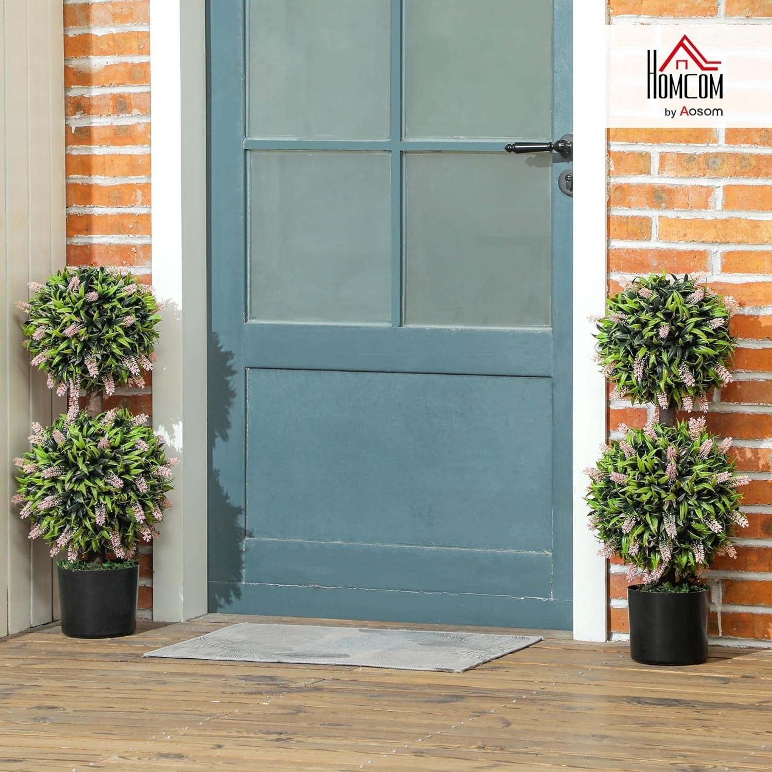 70cm Artificial Lavender Ball Trees in Pot Set of 2 Faux Floral Home Decor