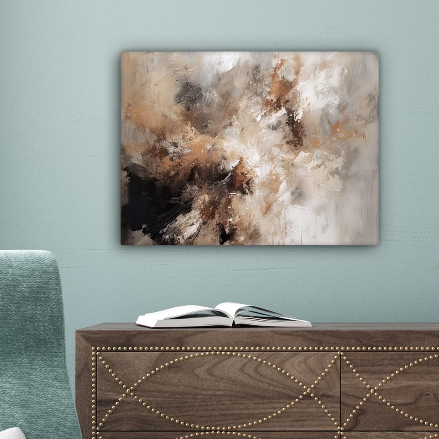 Abstract Beige Canvas Wall Art 40x30cm Modern Framed Print