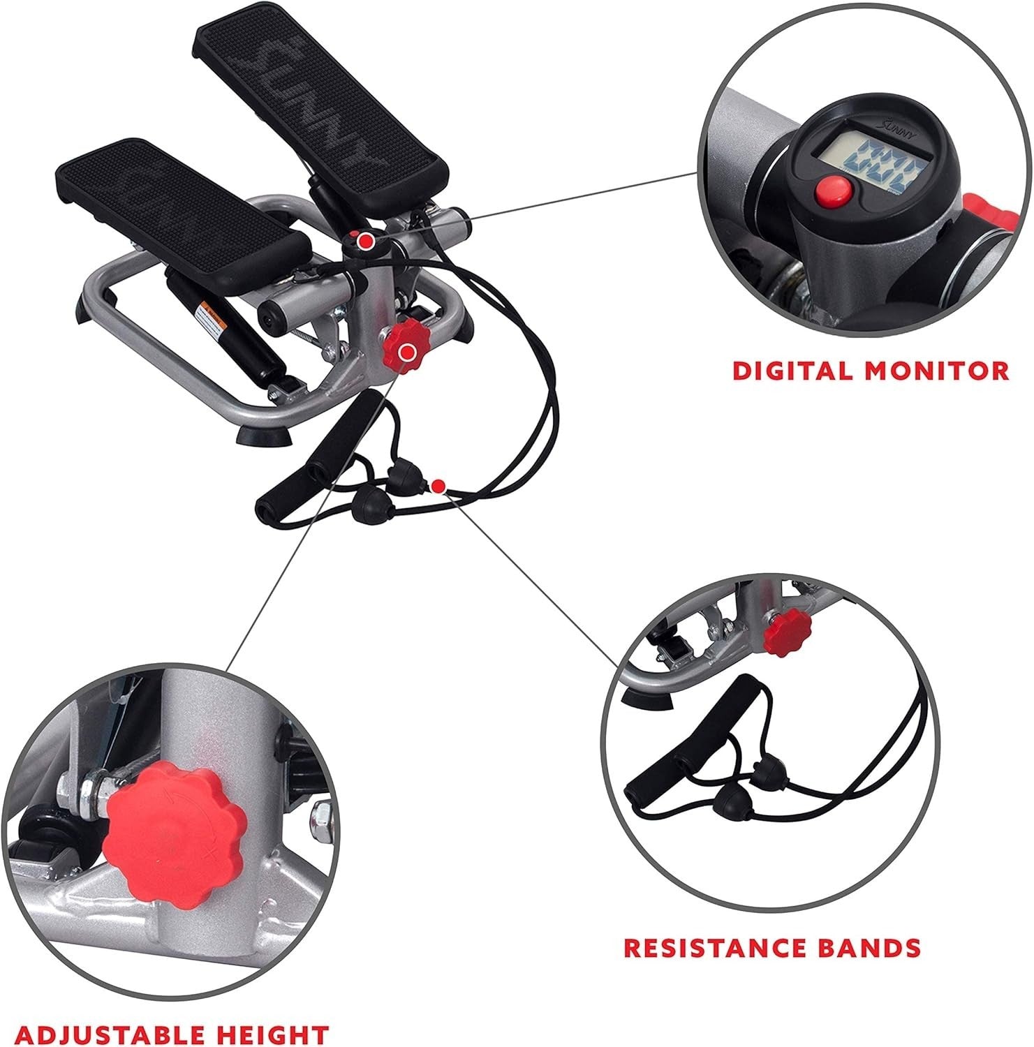 Mini Stair Stepper w/ LCD Monitor, Resistance Bands & Non-Slip Floor Mat Set