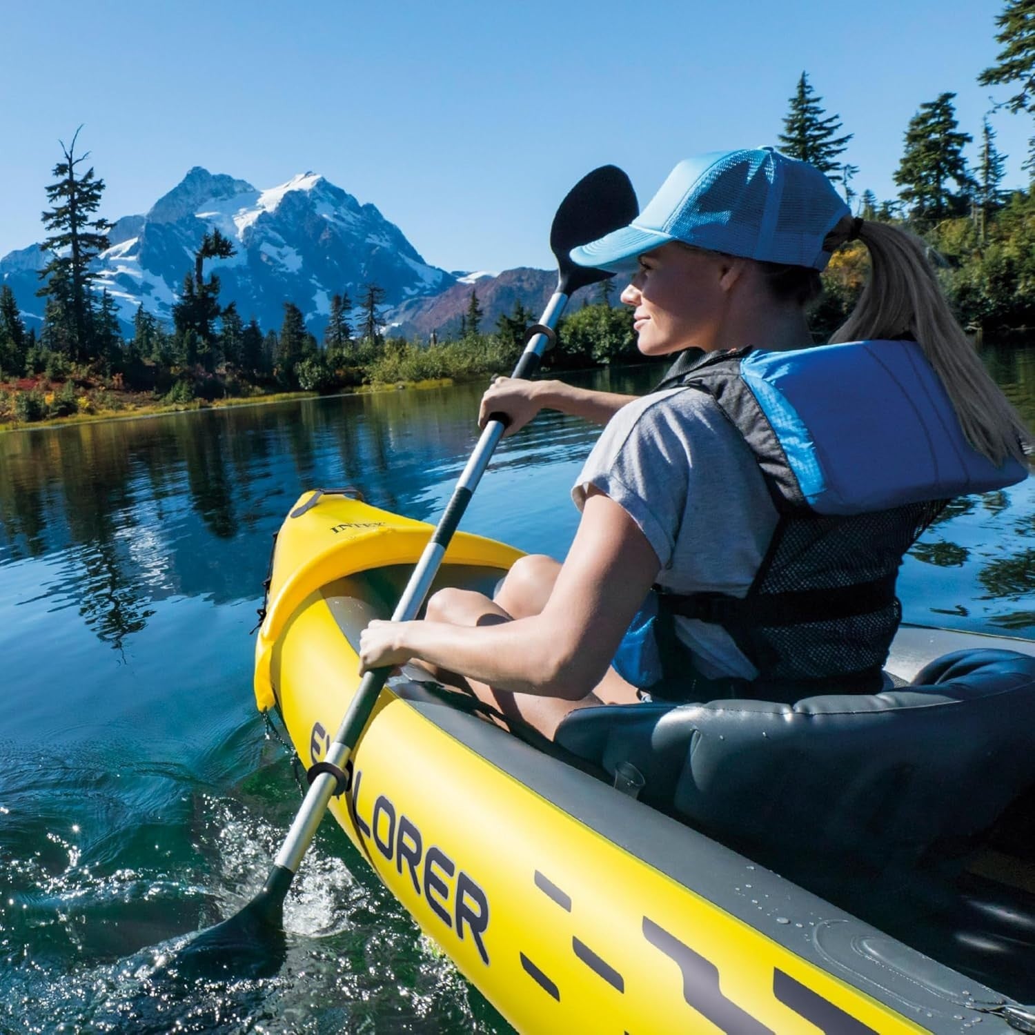 2 Person Inflatable Kayak Set w/ Aluminum Oars Air Pump Red