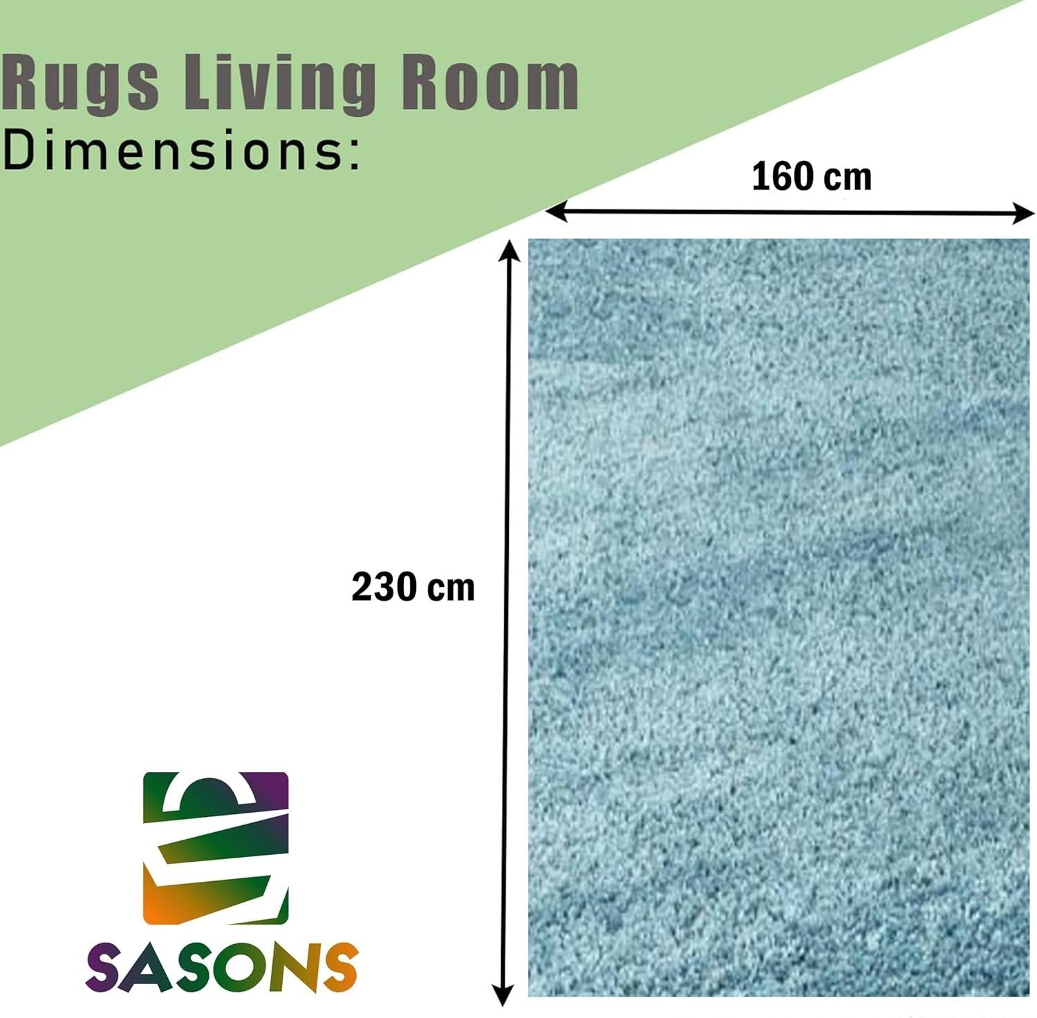 Extra Large Shaggy Rug 160x230cm 5cm Thick Soft High Pile Duck Egg Blue Carpet