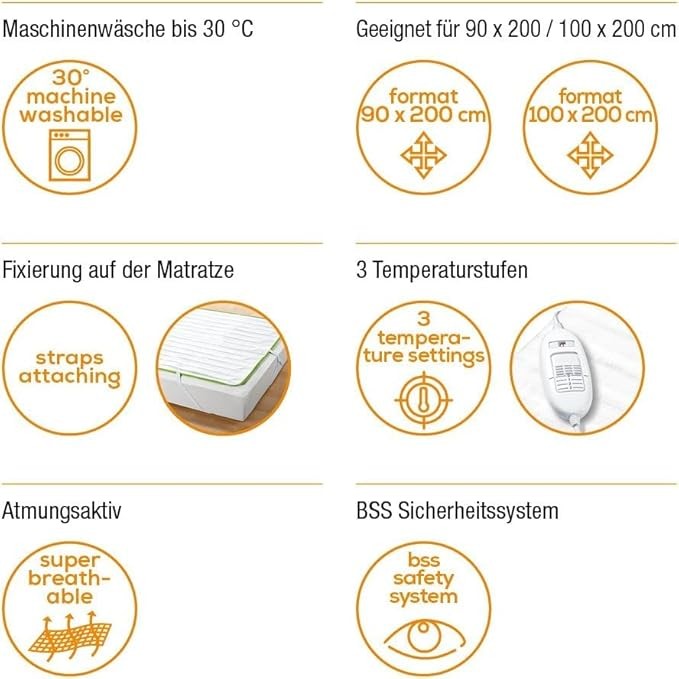 Electric Heated Underblanket Single Non Slip Mattress Warmer Washable