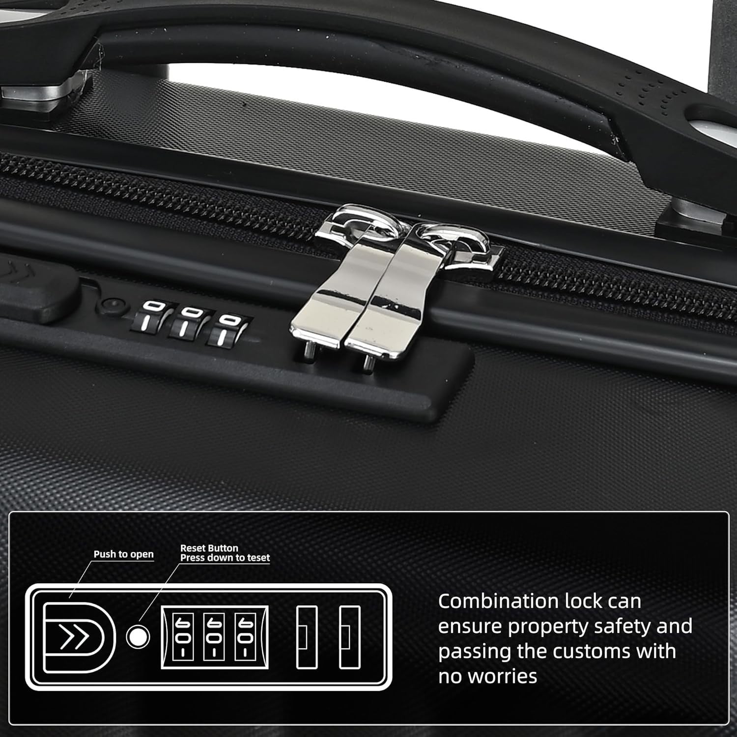 24 Inch Medium Hard Shell Suitcase PC ABS Lightweight 4 Spinner Lock Black