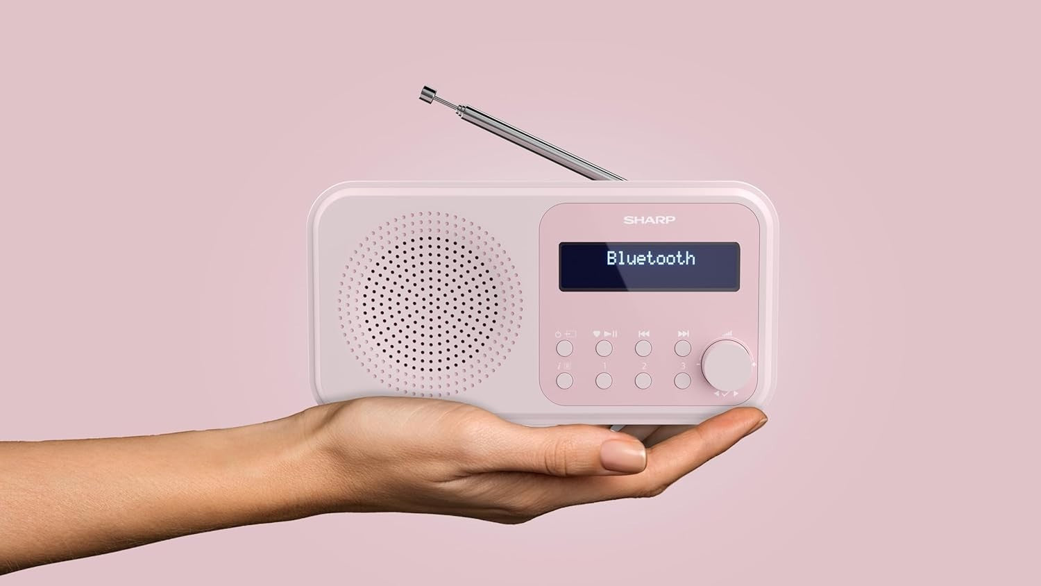 Portable DAB+/FM Digital Radio Bluetooth 5.0 Dual Alarm USB Pink
