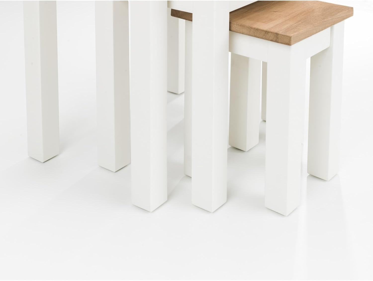 Oak Nesting Side Tables Set of 3 White Traditional Living Room Furniture