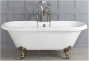 1795x785mm Freestanding Double Ended Roll Top Bath White Acrylic w/ Brushed Gold