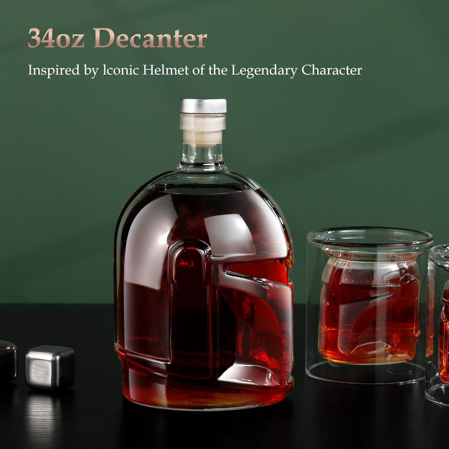 750ml Whiskey Decanter Set with 2 Glasses & Keychain Opener | Gift Set