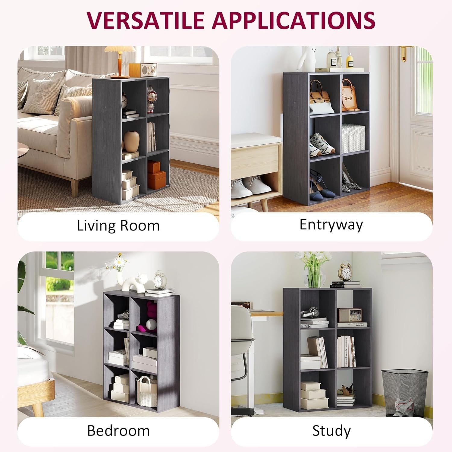 Modern 6-Cube Bookcase Storage Unit Freestanding Display Shelf for Home