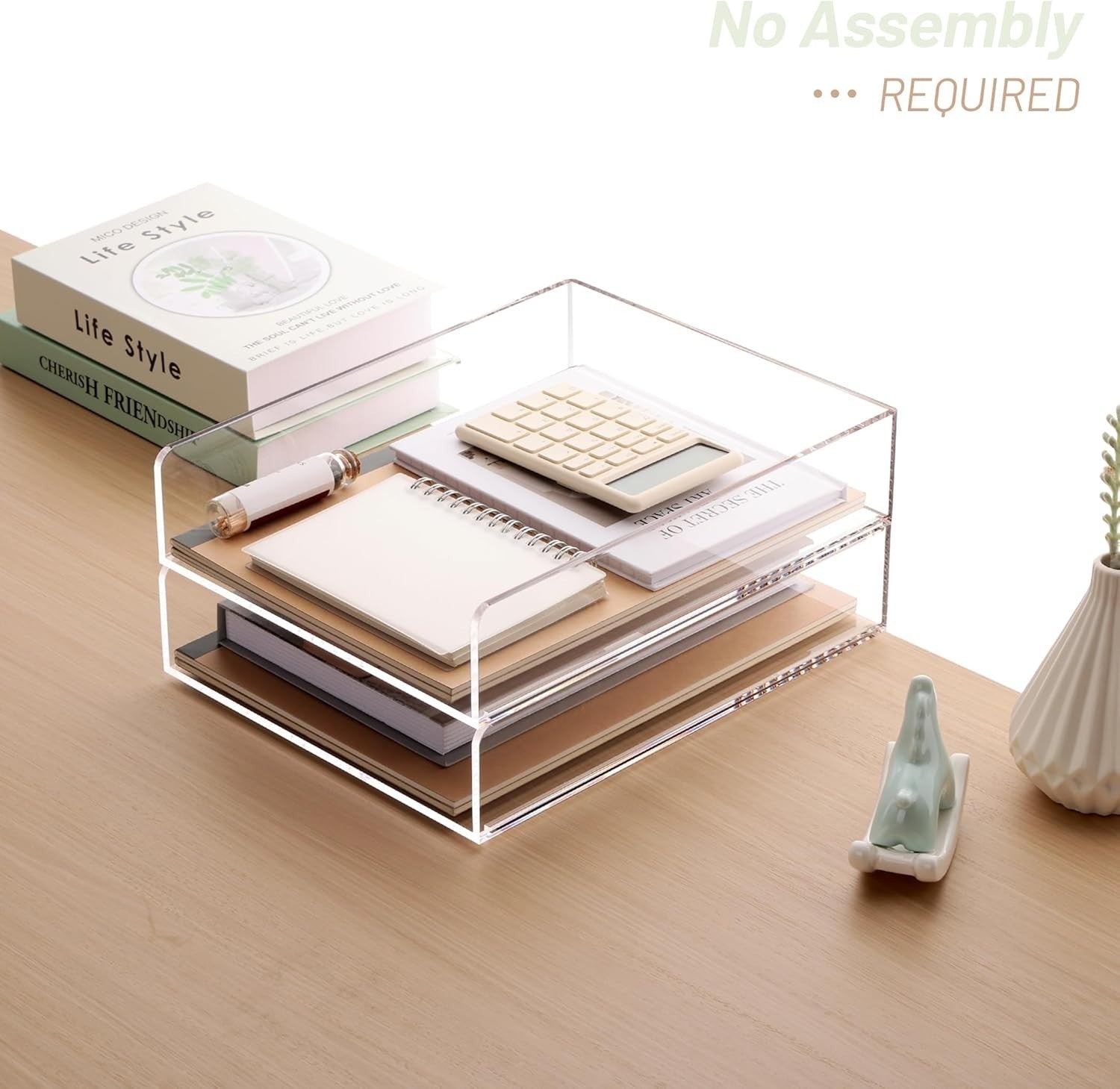 2 Pack Vertical A4 Letter Tray Stackable Clear Acrylic Desk File Organizer