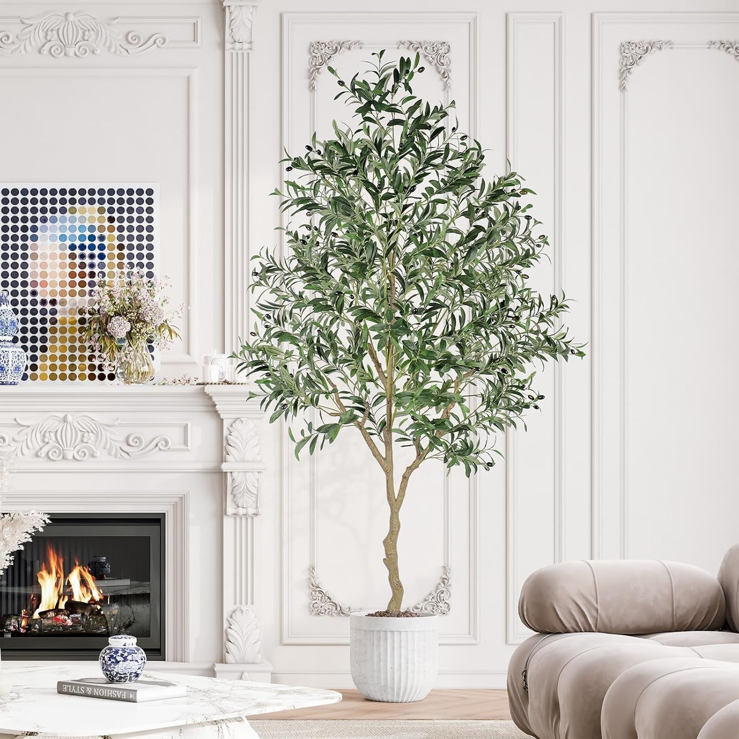 7ft Artificial Olive Tree Tall Green Plant Realistic Leaves Indoor Home Decor