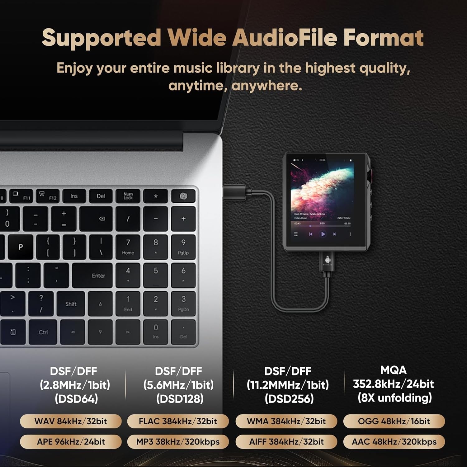 HiFi MP3 Player Bluetooth MQA DSD256 Dual DAC