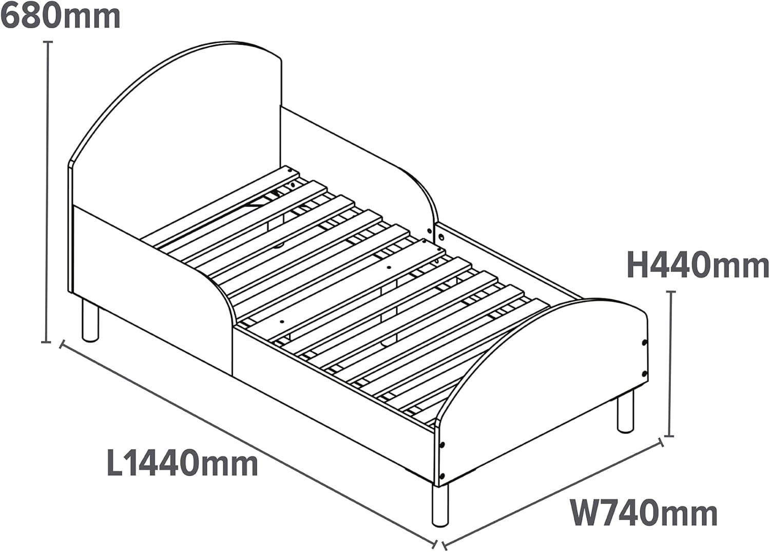 Toddler Bed with Lion Design – Kids Wooden Frame, Safe & Low, 144x74x68cm