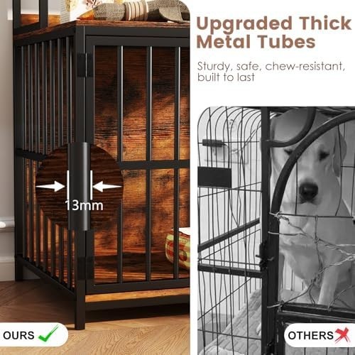 Wooden Dog Crate Furniture with Shelves & Double Doors Indoor Pet Kennel 80cm