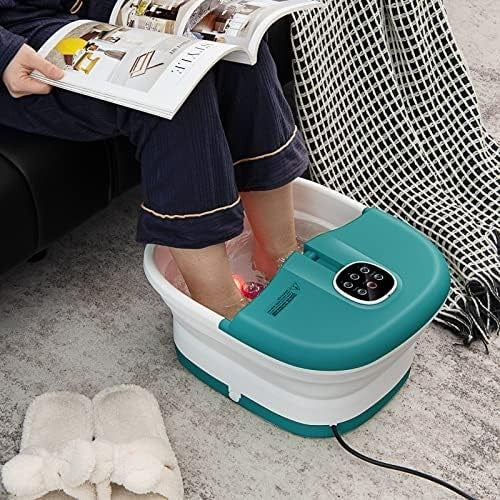 Folding Foot Spa Massager with Heat & Bubbles, Remote, Timer, Pedicure Tub
