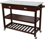 Kitchen Island Trolley Stainless Steel Top Rolling Storage Cart with Drawers