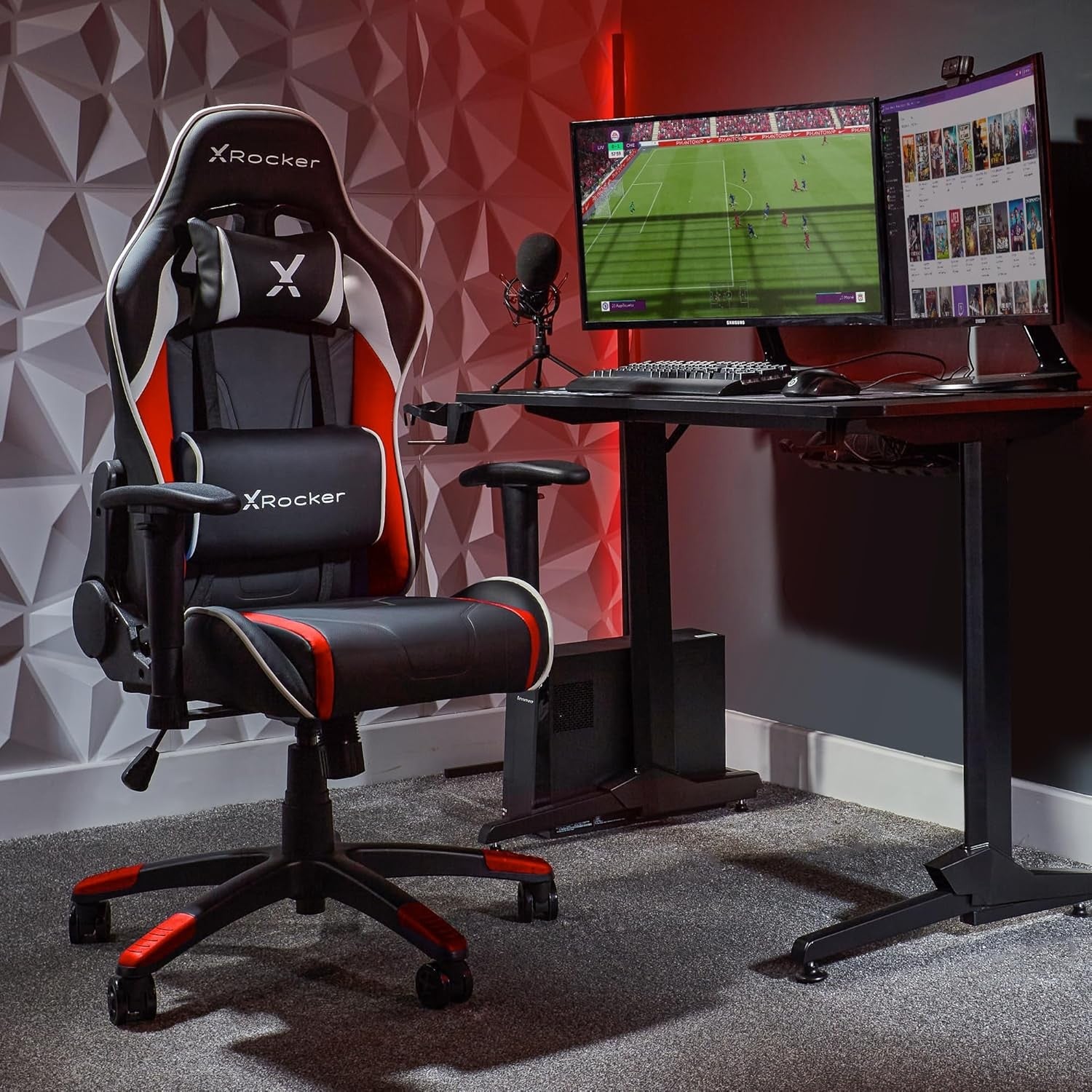 Kids Gaming Chair High Back eSports Faux Leather Black/Red