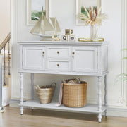 White Wooden Console Table with Drawers & Storage, Hallway Entryway, 35.5"D