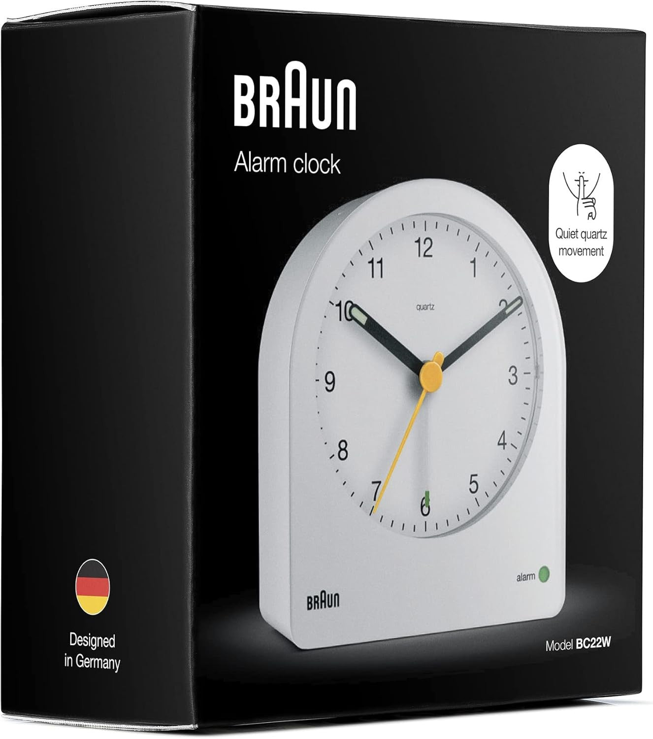 Analogue Alarm Clock Snooze Quiet Quartz Backlight Bedside White