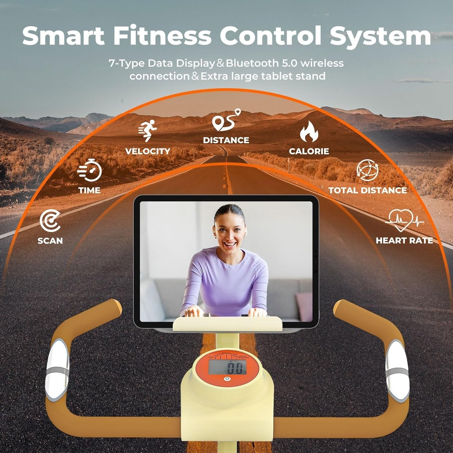 Silent Magnetic Exercise Bike w/ APP, LCD Display, Adjustable Seat, 120kg