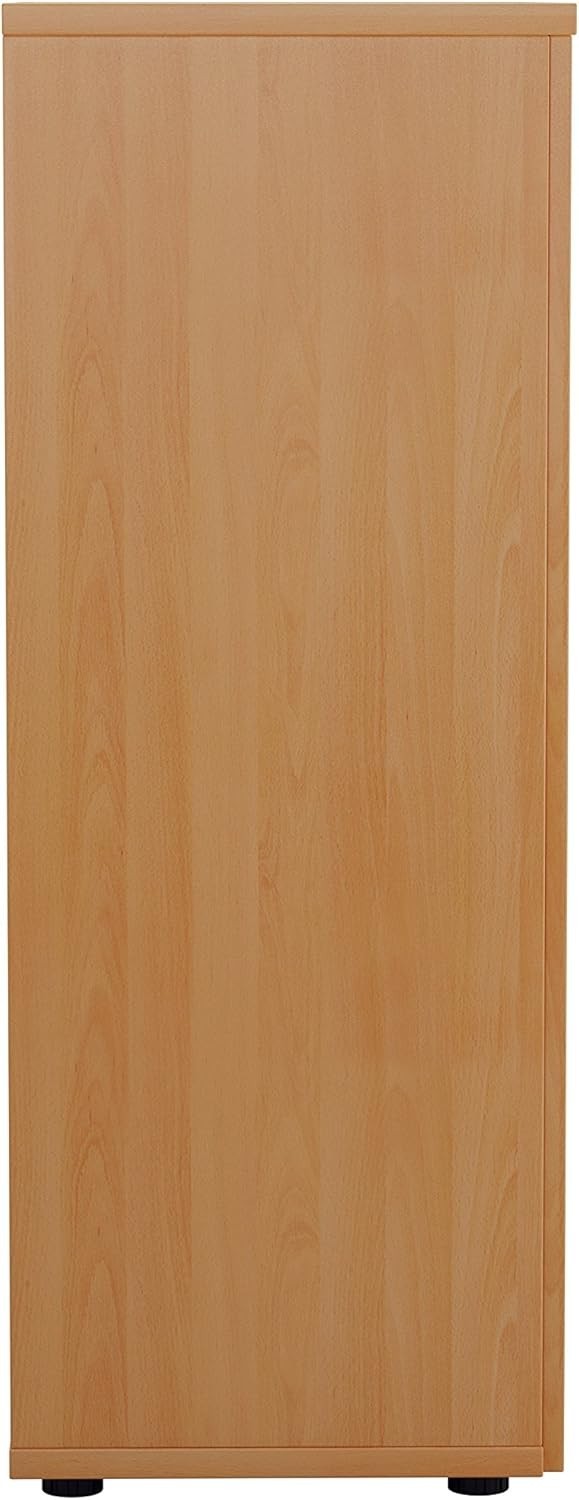 Beech Office Storage Cupboard 3 Shelf Lockable 120cm Tall Unit