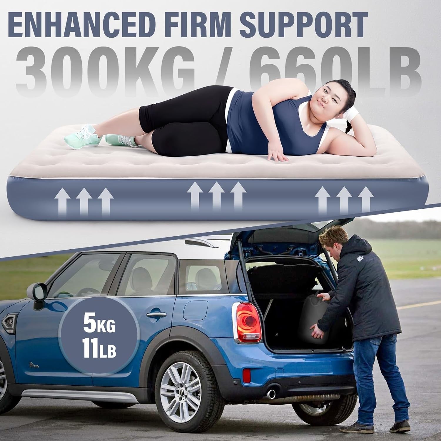 Double Inflatable Air Bed Built-In Pump One-Click Self Inflating Mattress
