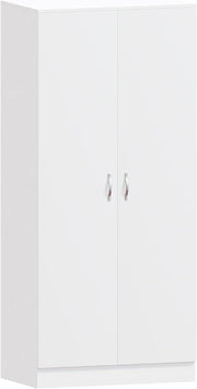White 2 Door Bedroom Wardrobe with Hanging Rail & Shelf | Storage Unit