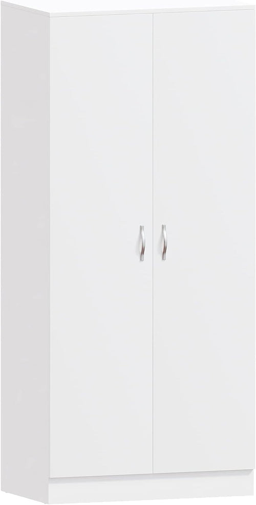 White 2 Door Bedroom Wardrobe with Hanging Rail & Shelf | Storage Unit