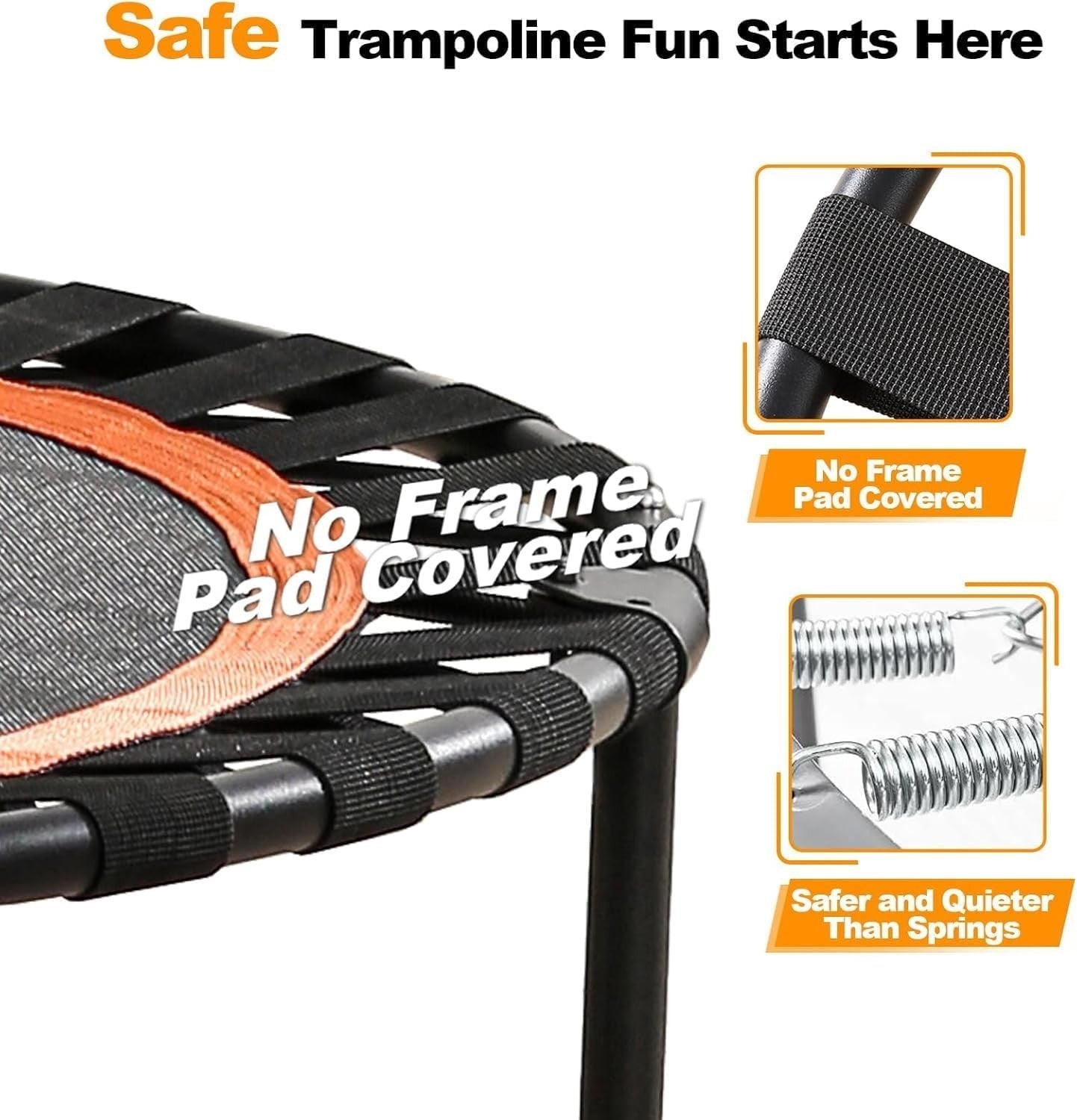 40” Folding Mini Trampoline Indoor Rebounder w Handle 150KG Quiet