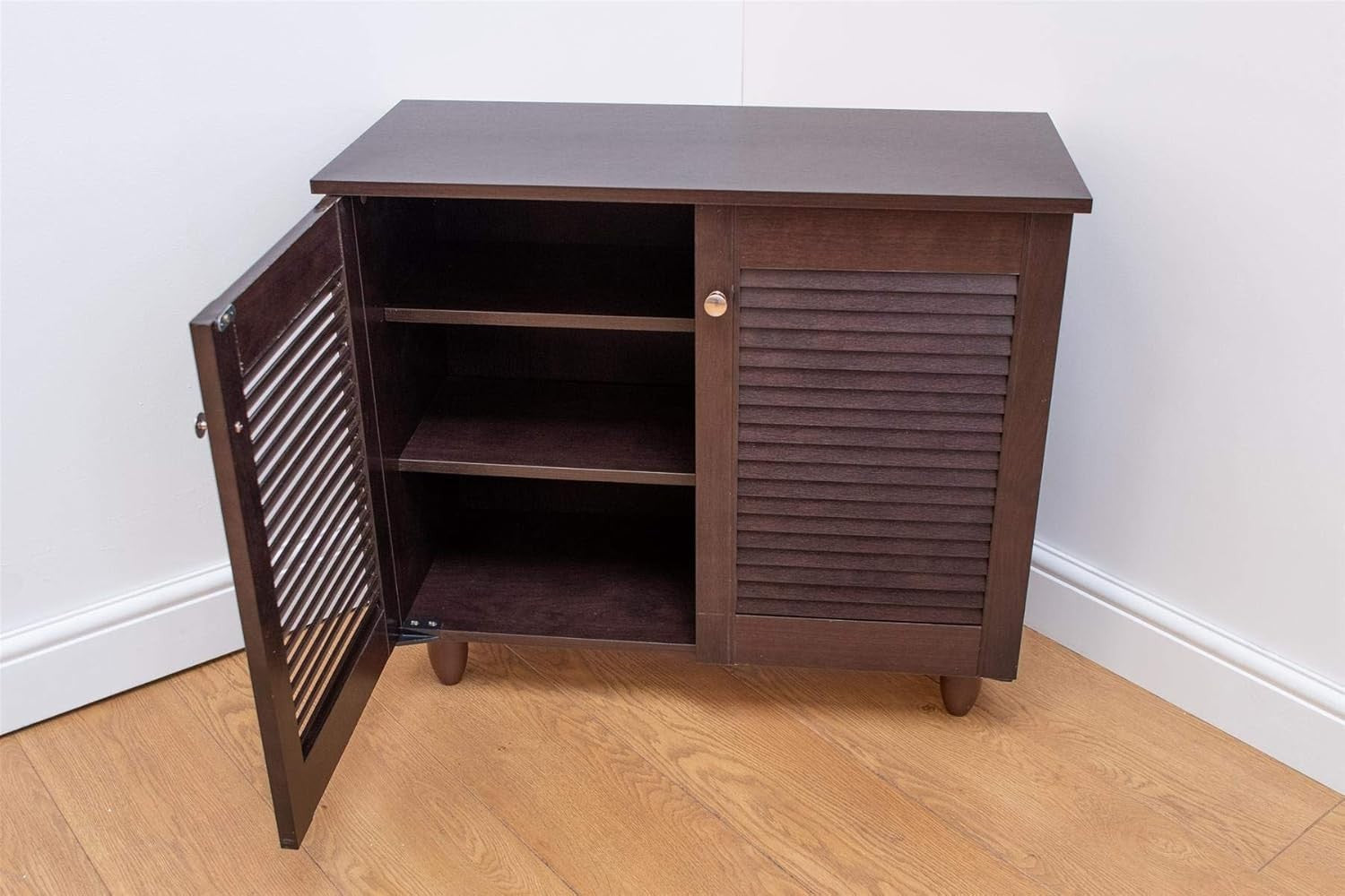 2 Door Shoe Storage Cabinet Footwear Rack Organizer 77x34x68 cm Dark Wenge