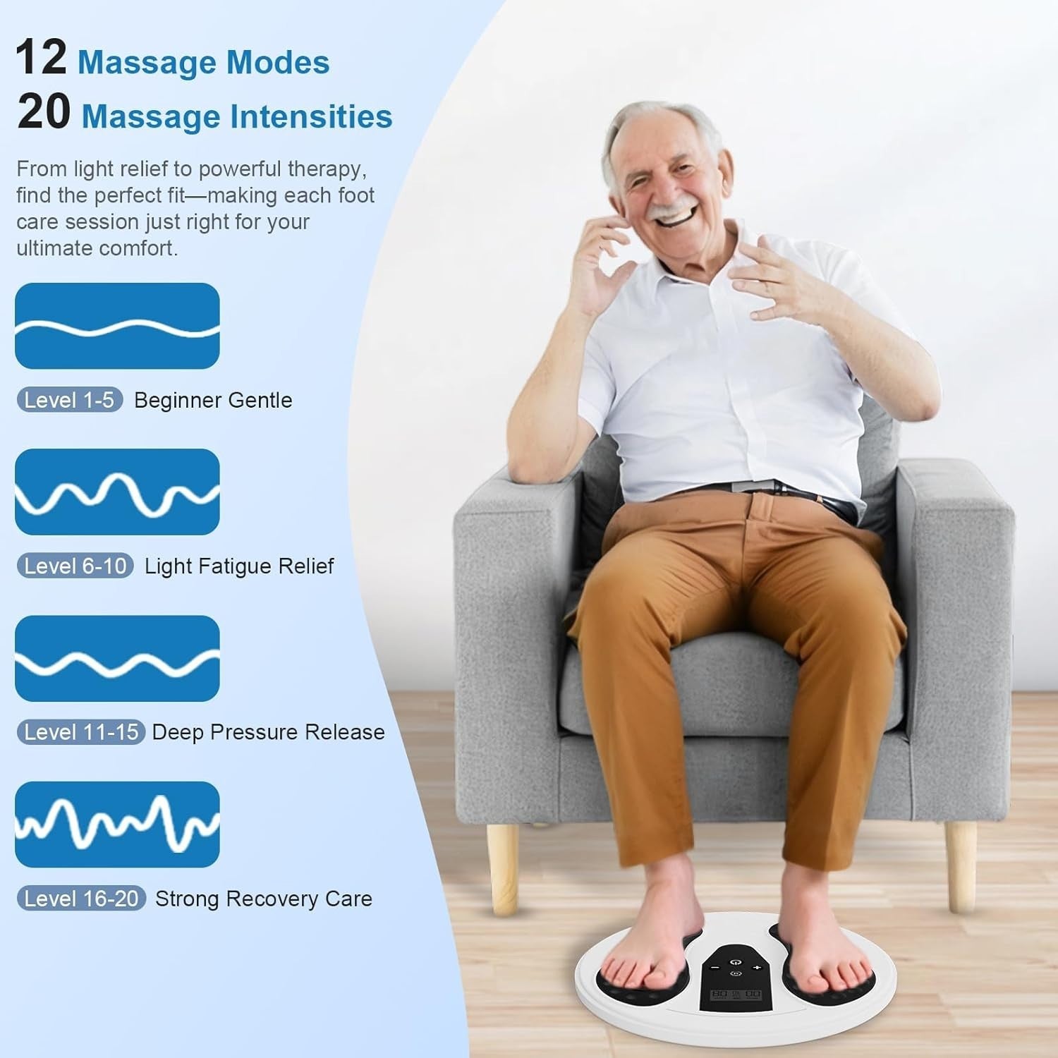 Foot Circulation Booster EMS Massager with Red Light Therapy & TENS Pain Relief