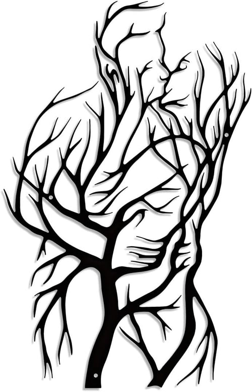 Metal Couple Tree of Life Wall Art Black Romantic