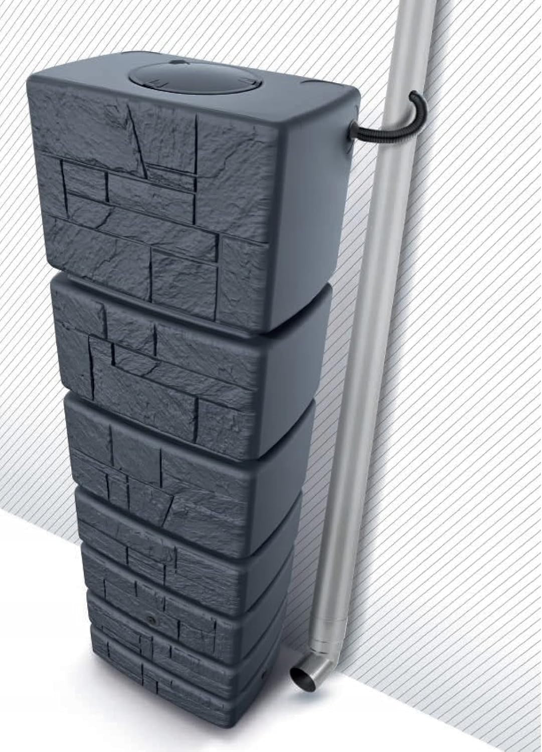 350L Wall-Mounted Plastic Water Butt with Connection Kit – Anthracite