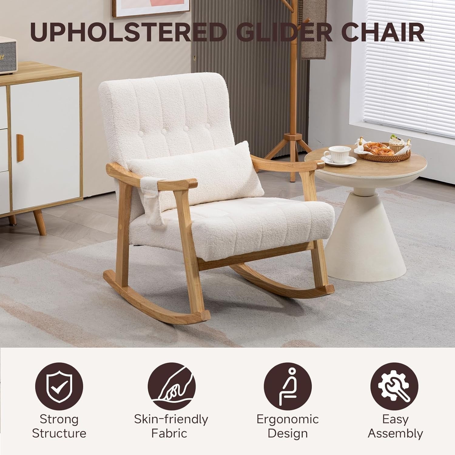 Massage Rocking Chair with Lumbar Support – High Back, Plush & Compact