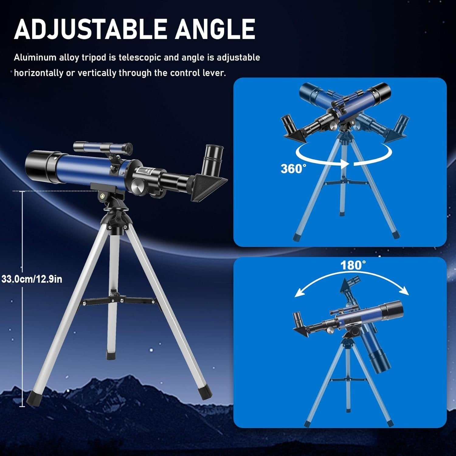 50mm Kids Telescope with Tripod, 90X Magnification & 3 Eyepieces