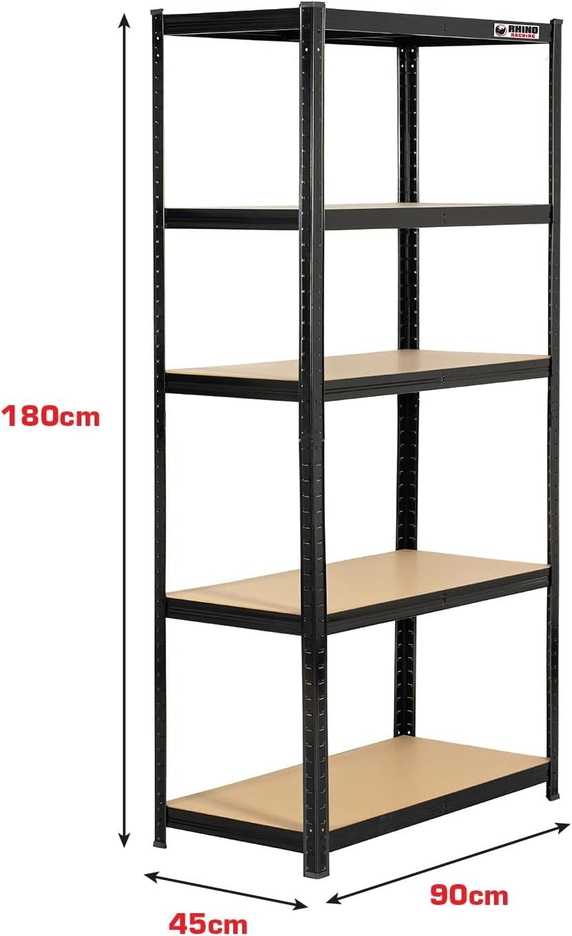 Heavy Duty 5-Tier Garage Shelving Unit Black 180x90x45cm Adjustable