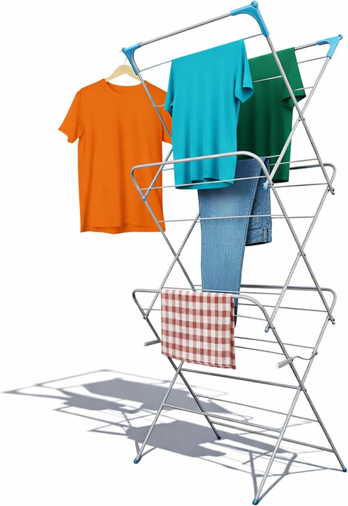 3 Tier Clothes Airer Folding Laundry Drying Rack Indoor Outdoor Tower