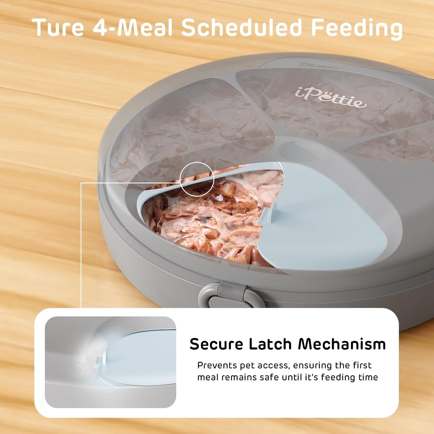 Automatic Wet Cat Feeder 4 Meal Timer Ice Packs Whisker Friendly Tray
